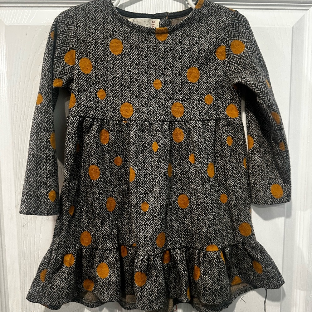 Zara Black and Gold Polka Dot Kids Dress